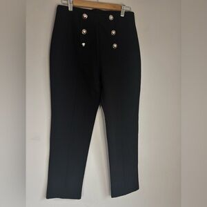 High-Waist Black Button Front Women’s Pants